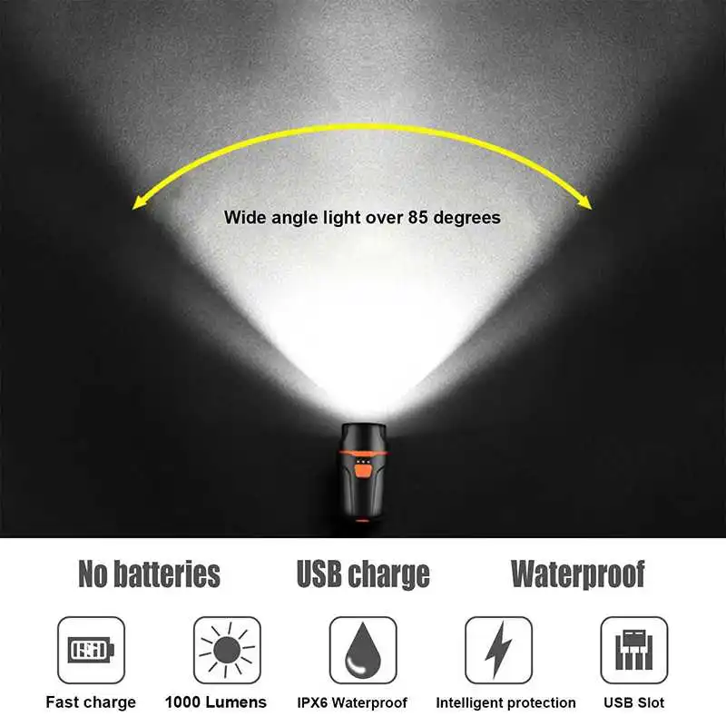 WasaFire, 10 Вт, 1000 лм, 6 режимов, светодиодный светильник-вспышка, велосипедный светильник, Передний фонарь, велосипедный налобный фонарь, USB Перезаряжаемый велосипедный светильник, светильник-вспышка
