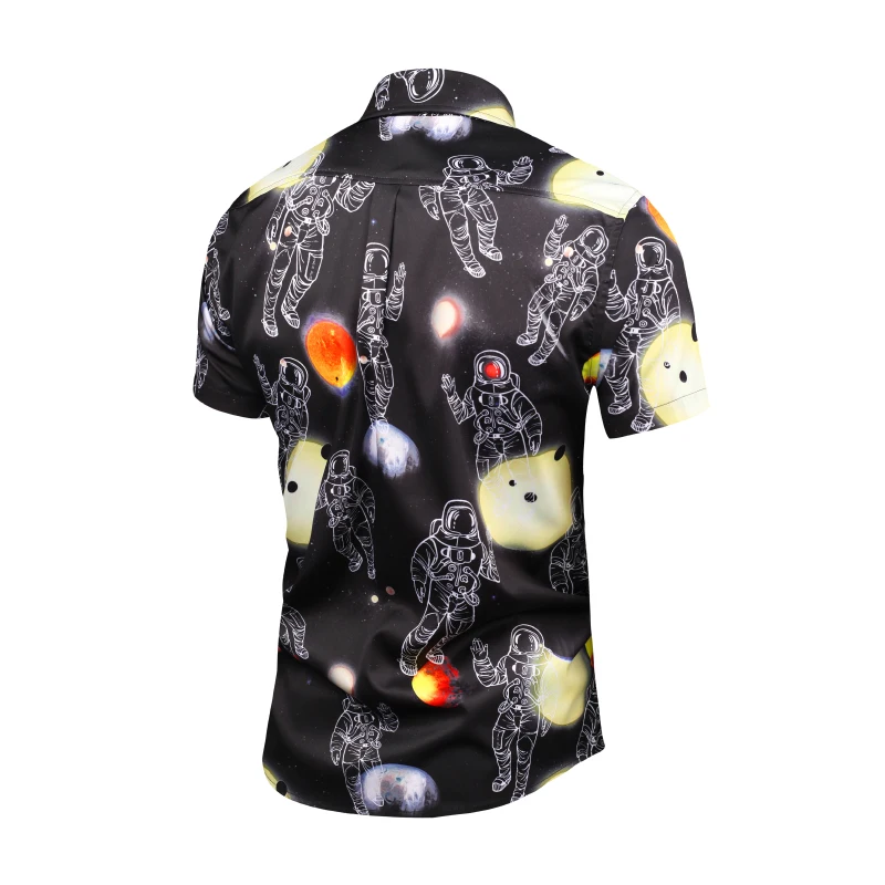2019 New Mens Shirt Summer Mens Shirt Carmisa Hawaiian Crystal Shirts Random Slim Short Sleeved Shirt 4