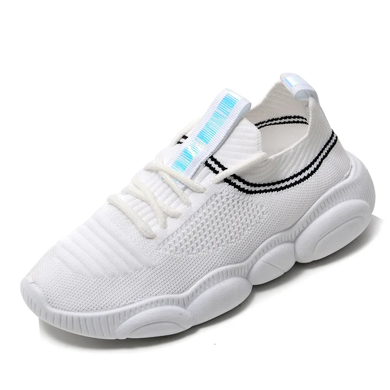 

2019 Spring&summer&fall Women's Flat Shoes Breathable Running Shoes Flying Weave Trendy Casuals Mesh White Shoes EUR35-40