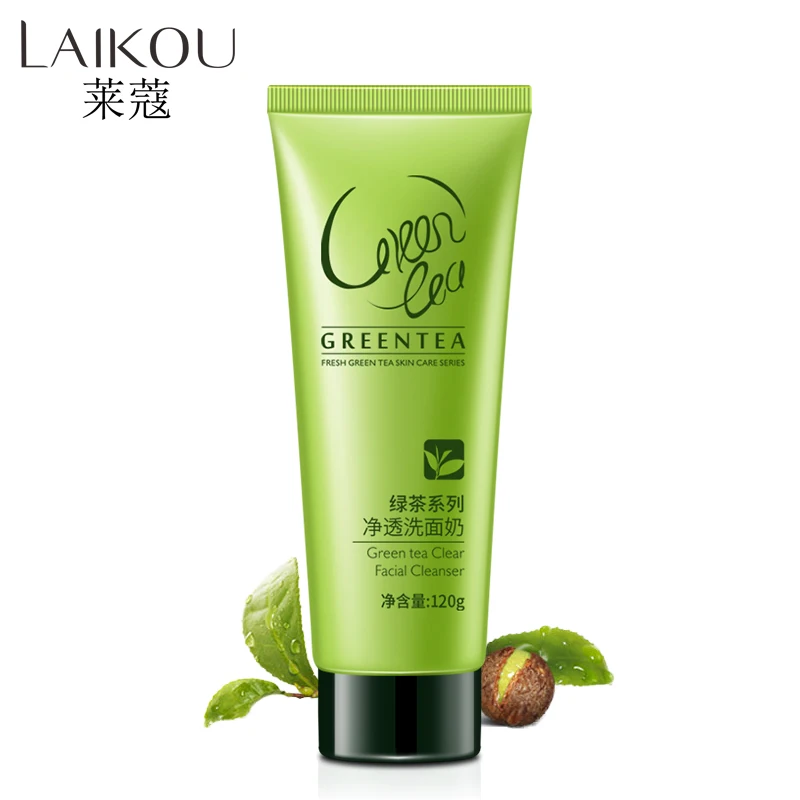 

LAIKOU Green Tea Oil Control Foam Cleanser Deep Cleaning Skin Nourishing Whitening Remove Blackhead Face Cleanser 120ml