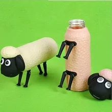 4 Muster 2016 hohe qualität netter Shaun Das Schaf Wasserflasche Tragbare Kinder Erwachsene Neuhei Geschenk Glas Trinkbehälter