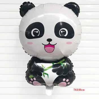 

50pcs/lot 76*48cm Panda eating bamboo cartoon Aluminum foil balloon birthday party decorations kids toy balloons