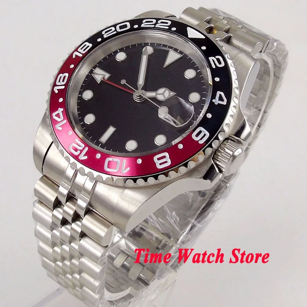 40mm PARNIS men's watch no logo sapphire glass luminous date magnifier