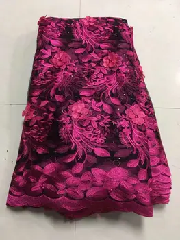 

2019 New style French net lace fabric 3D flower African tulle mesh lace fabric high quality nigerian lace fabrics RF308