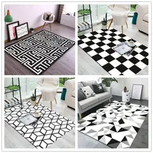 Современный черно-белый плед полосатый домашний геометрический Коврик спальня гостиная диван нескользящий коврик