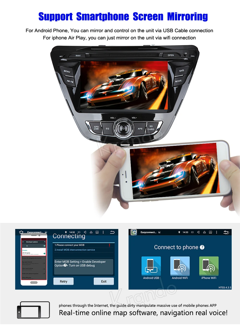 Flash Deal Krando 7" Android 9.0 car audio radio for Hyundai Elantra 2014+ gps dvd player navigation multimedia system WIFI 3G DAB+ 4