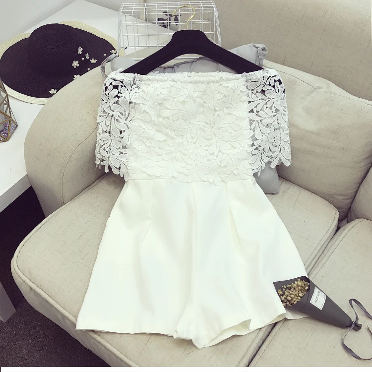 Ruffles Lace Slim Casual Off Shoulder Bodysuit