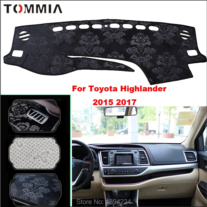 

Tommia Car Dashboard Cover Mat Light Avoid Pad Photophobism Anti-slip protection Mat For Toyota Highlander 2015-2017