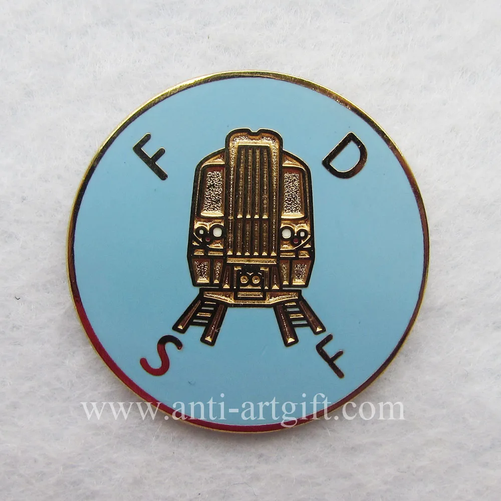 

Customized hard enamel lapel pin blue background gold plating