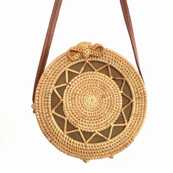

Rattan Bohemian Handbags Bali Round Straw Bags For Women 2019 Summer Beach Shoulder Hollow Woven Crossbody bag