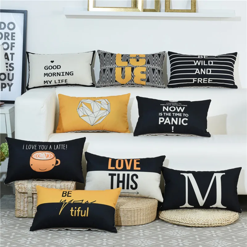 

Funda Cojin Rectangular Cushion Cover 30x50cm Cotton Linen Decorative Pillow Case Rectangle Cushions Home Decoration Pillowcover