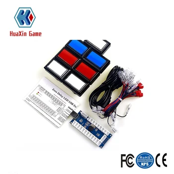 

DIY Kit 7 PCS Rectangle LED Light Push Button Zoro Delay Control LED Encoder Board With USB LED Wires