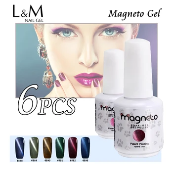 

6 Pcs Free Shipment Lvmay Brand Magnetic Cat Eyes Nail Gel Polish 3D Art Design 48 Color Sunlight Manicure