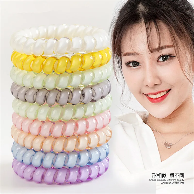 10 PCS الحلوى الألوان الهاتف خط 5 CM مرونة العصابات الشعر رباطات للنساء إكسسوارات الشعر الفتيات الأربطة المطاطية الشعر الحبال