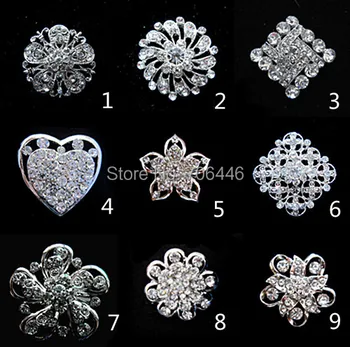 

Sparkly Silver Rhinestone Crystal Diamante Wedding Bouquet Small Flower Brooch Prom Party Gift Pins 1.25 Inch
