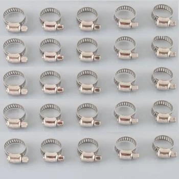 

50 Pcs Stainless Steel Adjustable Drive Hose Clamp Fuel Line Clip 1/2"-5/8" Novel