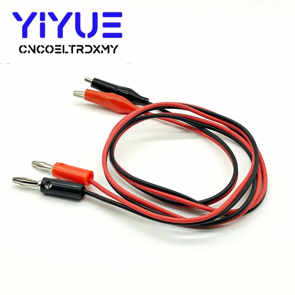 

High Quality 1 Pair Alligator Test Lead Clip to Male Banana Plug Cord Cable 1M Red+Black