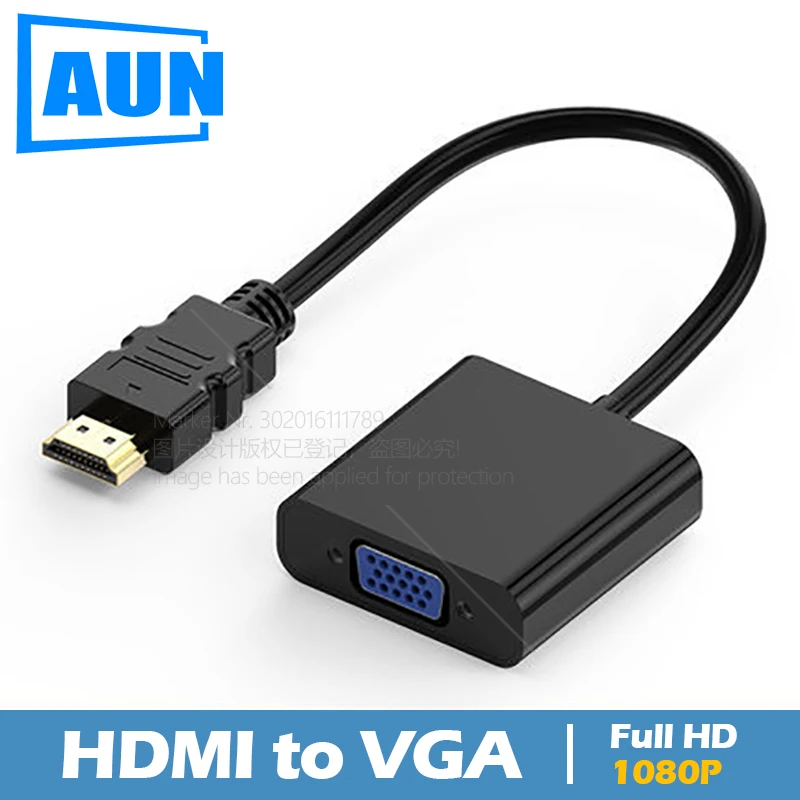 Адаптер AUN HDMI VGA папа мама адаптер преобразователь для ПК проектора опционально с