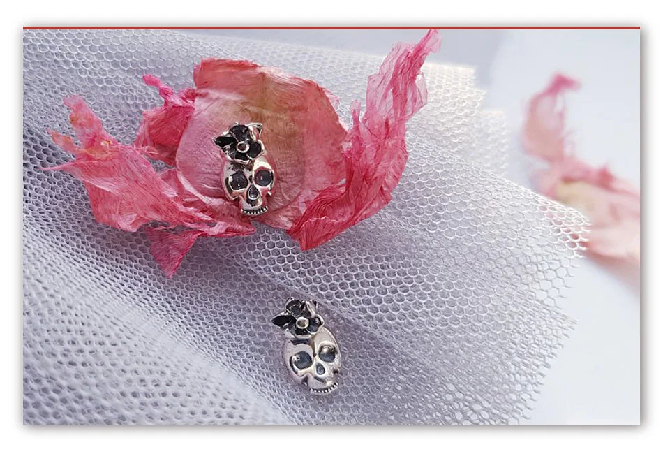 925-Sterling-Silver-Stud-Skull-Earrings-Say-You-Say-Me-Vintage-Antique-Silver-Party-Elegant-Prevent-T15