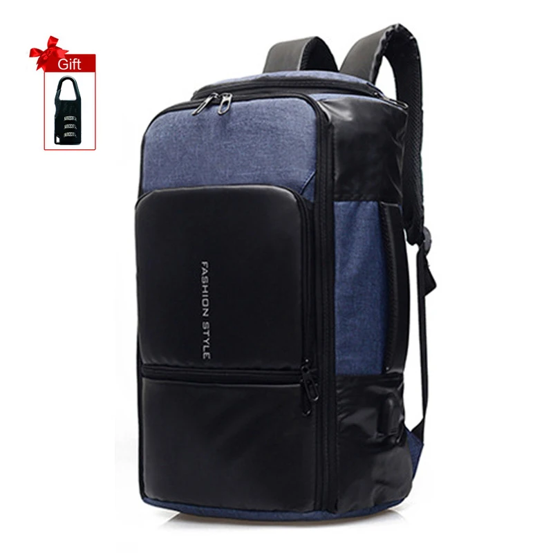 Mochila, 17 дюймов, рюкзак для ноутбука, мужской, Противоугонный, с USB 15,6, для ноутбука, мужской, бизнес, для путешествий, рюкзак, сумка, для колледжа, школы, рюкзаки - Цвет: Синий