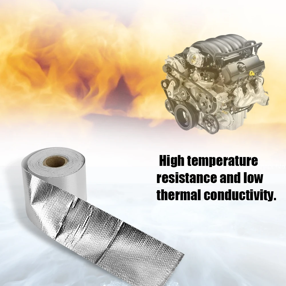 5 м Автомобильная выхлопная труба для мотоцикла, ремонтная теплоизоляционная лента, выхлопная теплоизоляционная пленка, рулон, Прочная износостойкая теплозащитная лента