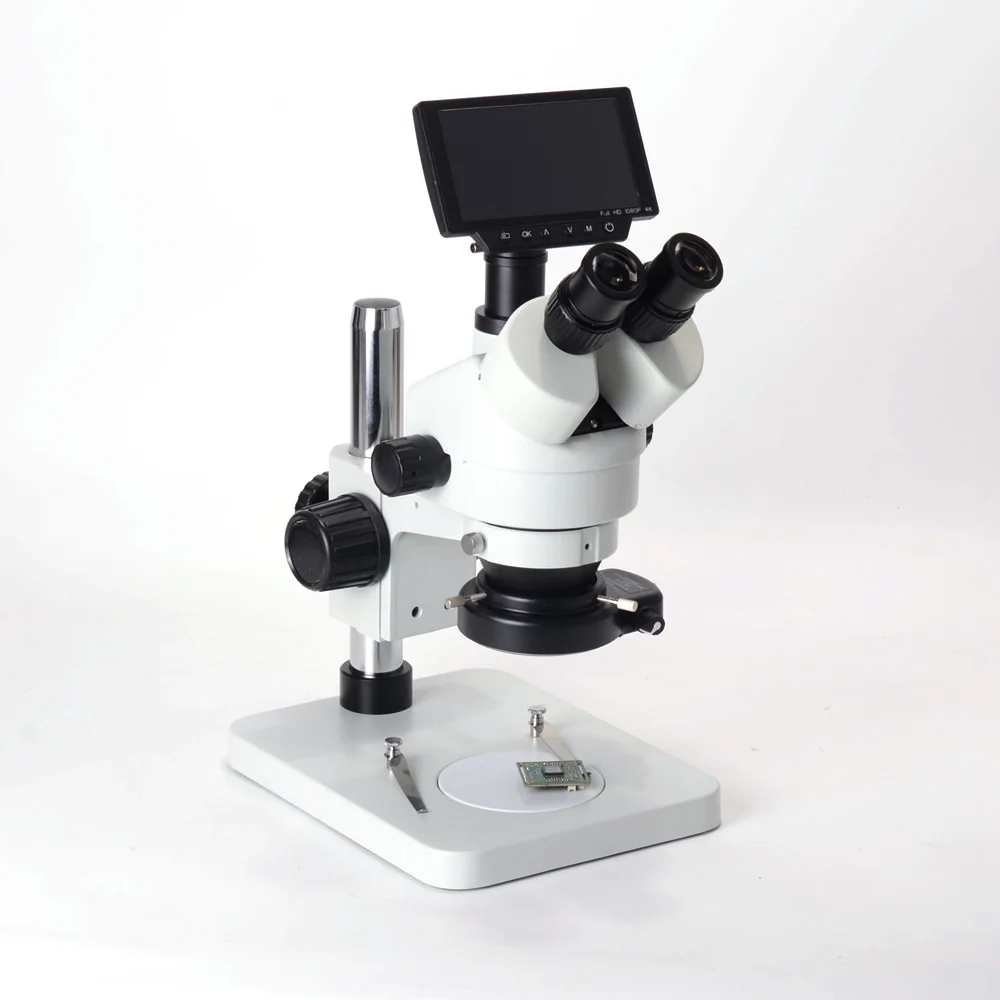 

7X-45X 4K Simul Focal microscopio digital para electronica Trinocular Stereo Microscope 16MP HDMI LCD Monitor Microscope Camera