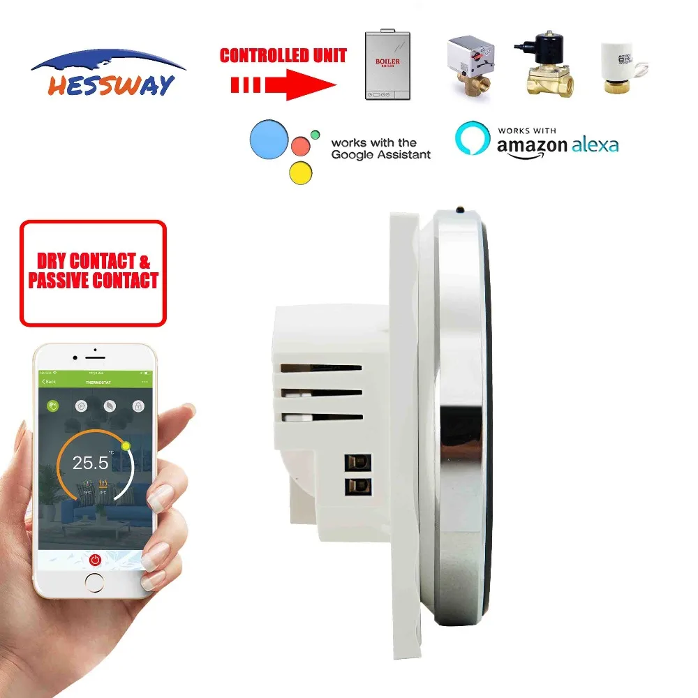 HESSWAY YUYA CHIP alexa google умный термостат WIFI для газового котла клапана сухого контакта