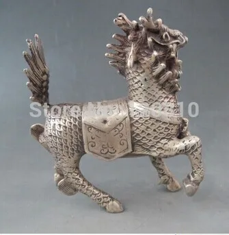 

China Handmade Collections White Copper Mighty Lucky Unicorn Statue Domineering