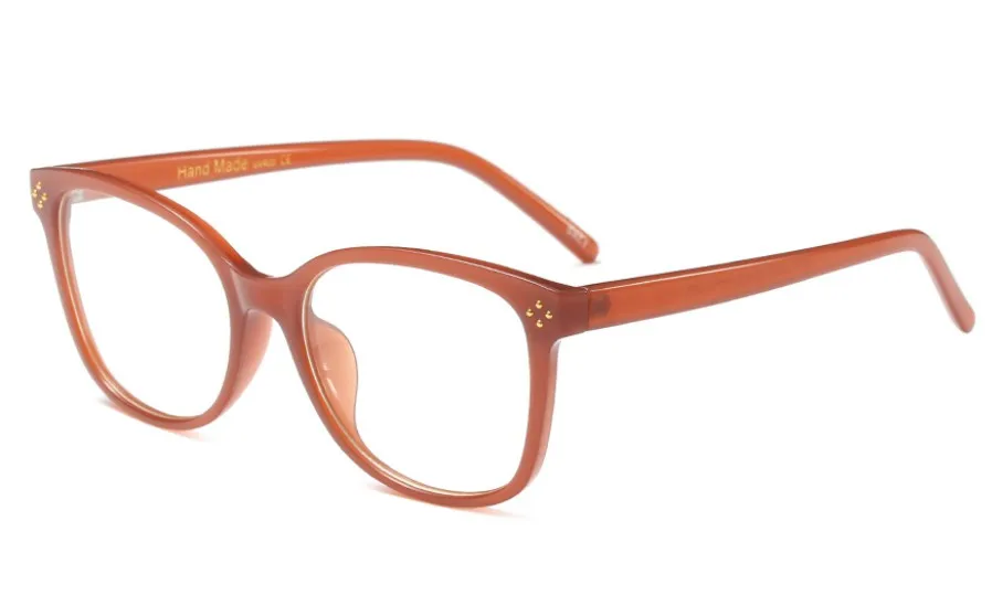 CCSPACE женские четырехточечные очки с заклепками, оправа для женщин, брендовые дизайнерские оптические очки, модные очки, компьютерные очки 45491 - Цвет оправы: C2 orange clear