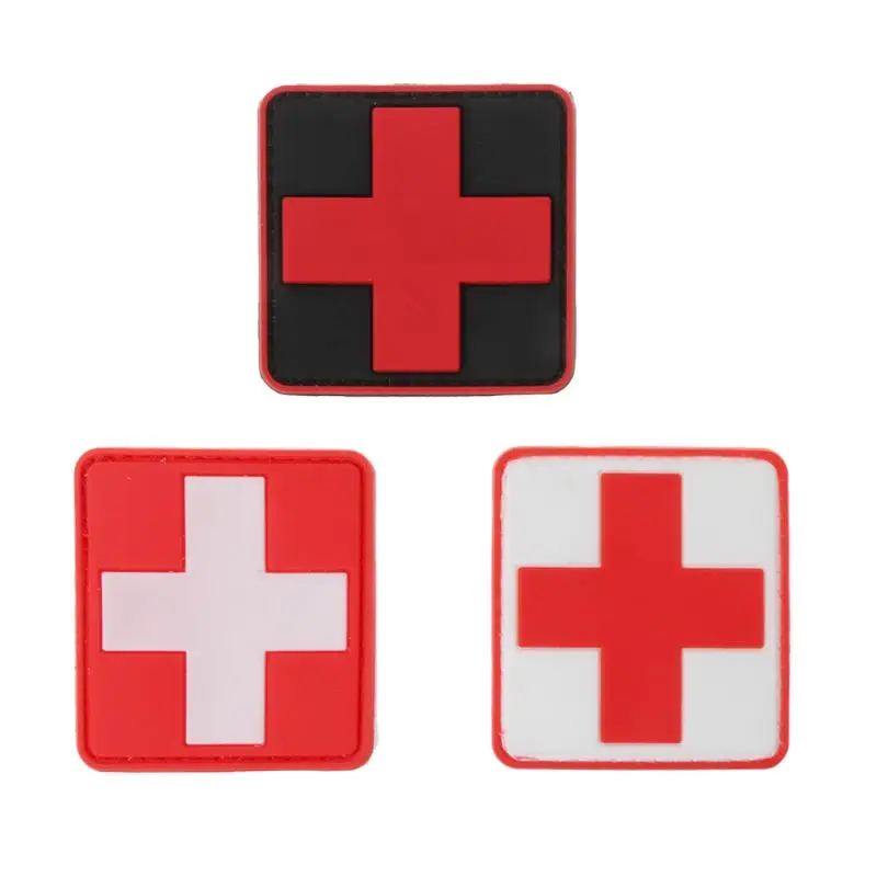 

3pc PVC Badge 3D Swiss Flag Red Cross Rubber Patch Medical Rescue Morale Armband