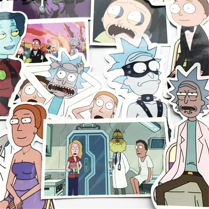 50Pcs Laptop 2019 Stickers Rick And Morty stickers Motorcycle/ Bicycle/ Skateboard Stickers, Luggage Decal Car Sticker Pack