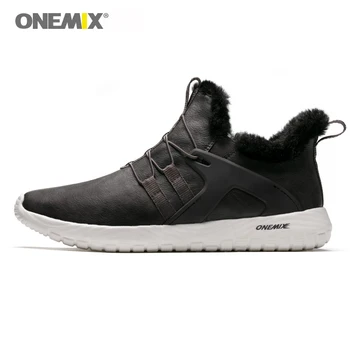 

ONEMIX Men Snow Boots Warm Winter Running Shoes Black Sneakers Botas De Hombre Men Ankle Outdoor Jogging Male Walking Sneakers