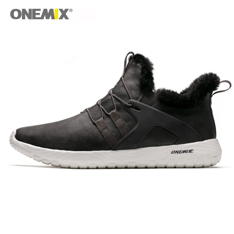  ONEMIX/Новинка; мужские зимние ботинки; Теплые ботильоны на меху; прогулочная обувь для бега; классические черные повседневные кроссовки …
