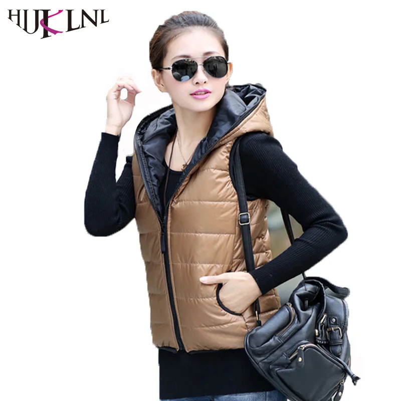 HIJKLNL 2017 New Autumn Winter Sleeveless Jacket Coat Women Hooded