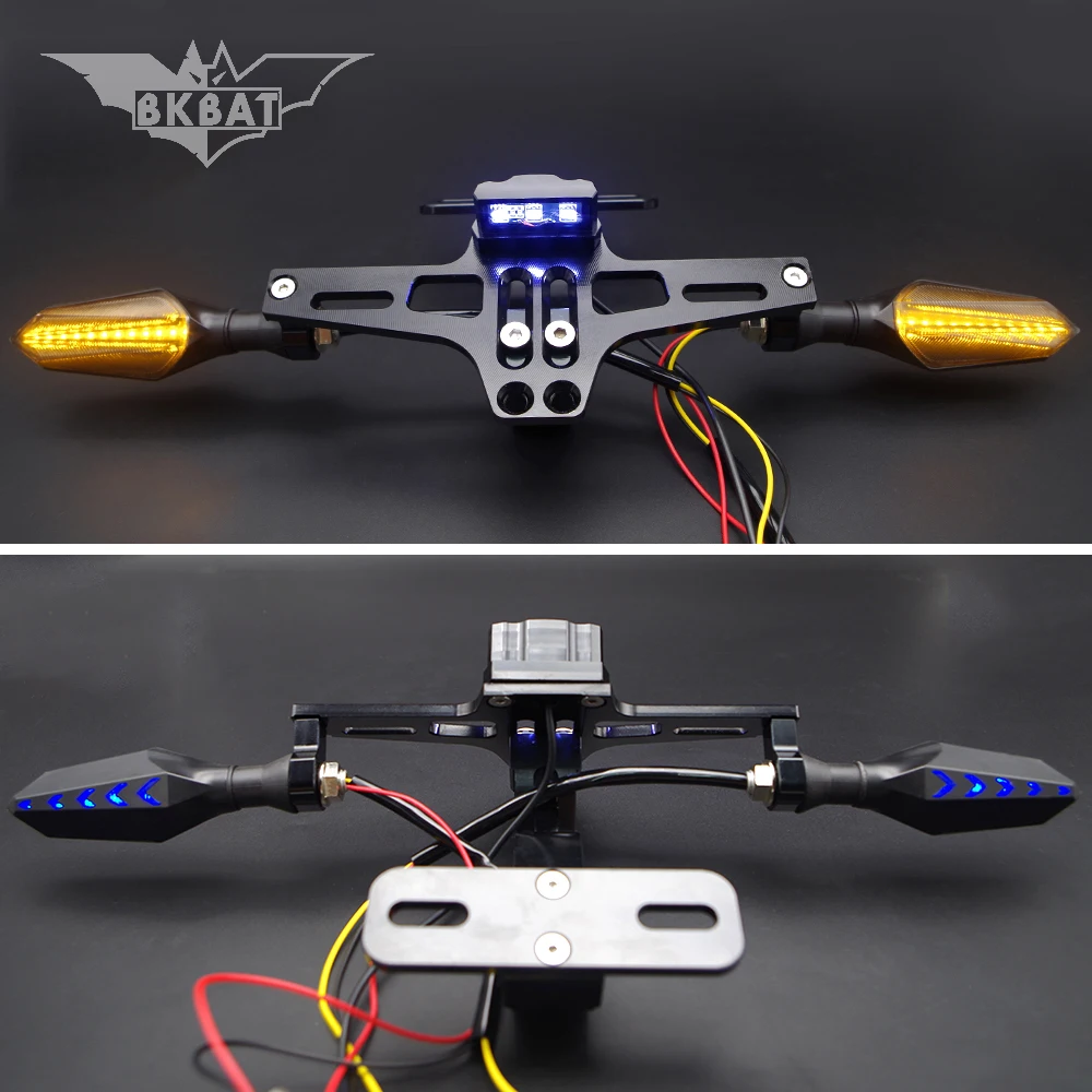 

Water Flowing Turn Signal light Indicator relay Decoder Resistor CNC Aluminum Motorcycle License Plate Holder Bracket Covers