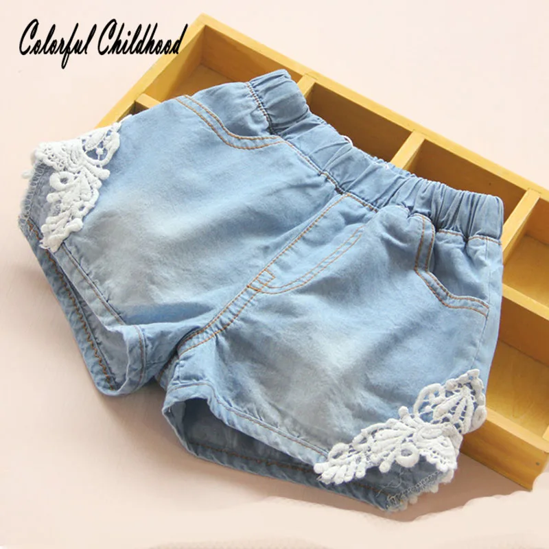 Baby Girl Denim Shorts 2018 Summer Korean Fashion New Lace Jeans