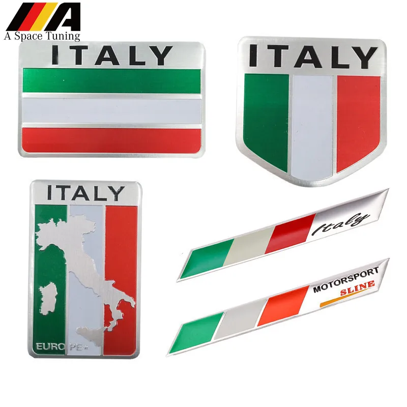 

3D Aluminum Italy National Flag Car Sticker Automobile Motorcycles Decal Decorating Accessories for Audi BMW VW FIAT Chevy Honda