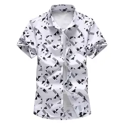 Повседневные рубашки 2019 фирменная одежда для мужчин Turn-Down Воротник Мужская рубашка лето новый короткий рукав принт Camisa Masculina рубашка