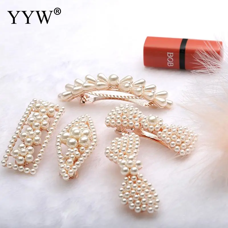 Multiple Kinds Women European Style Imitation Pearl Shell Hair Snap Clips Female Exquisite Modern Jewelry Accessories Mujer | Украшения и