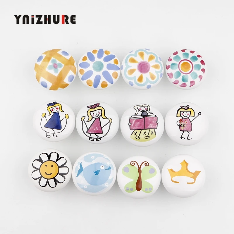 الساخن أعلى لطيف الطفل الشمال السيراميك واحدة جولة المقابض خزانة المطبخ حديقة الباب مقبض خزانة عصرية مقبض مع المسمار 1 قطعة