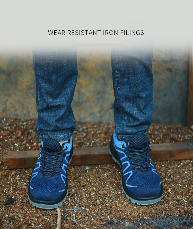 Мужская безопасность рабочие ботинки модная весенняя дышащая сетчатая повседневная обувь с стальным носком Мужская Рабочая страховая прокалывающая обувь