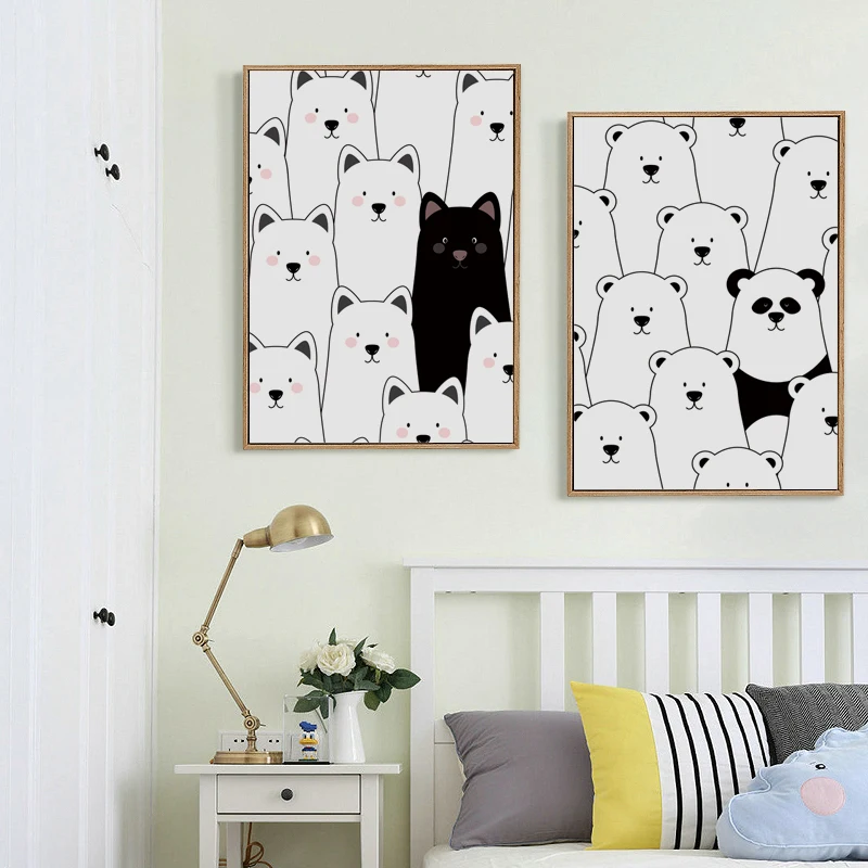 Картина на холсте с животными пингвин панда альпака А4 А3 07 г|picture wall|print posterart painting |
