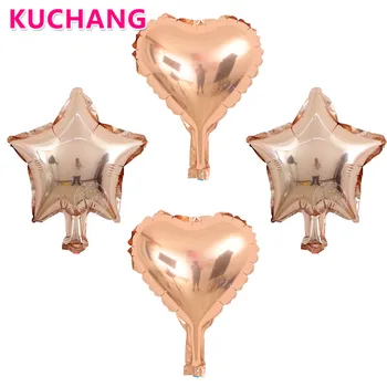 

100pcs 10 inch Air balloons Star heart Rose gold Wedding Foil Ballon Inflatable Birthday Party Decorations Balls globos supplies