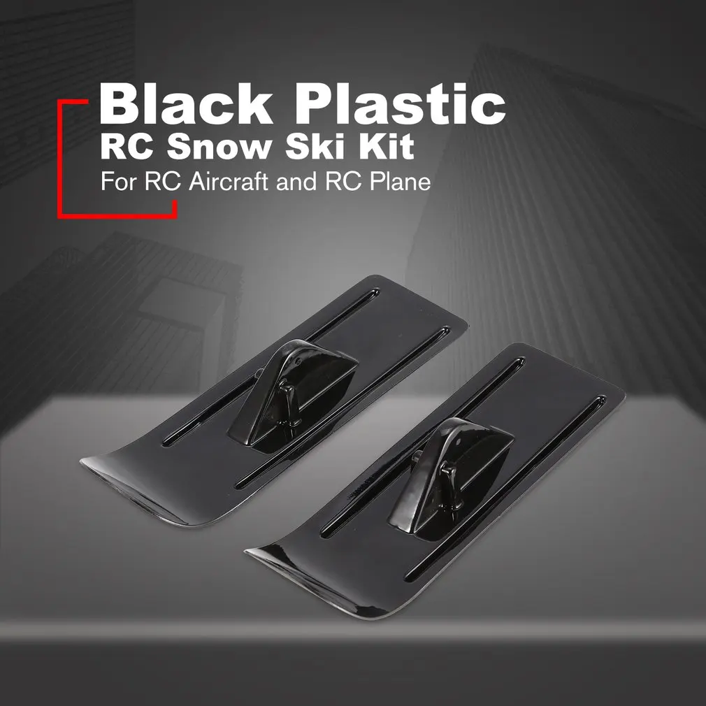 2PCS Black Plastic RC Snow Ski Kit High Strength RC Snow Replace Skateboard for RC Aircraft and RC Plane