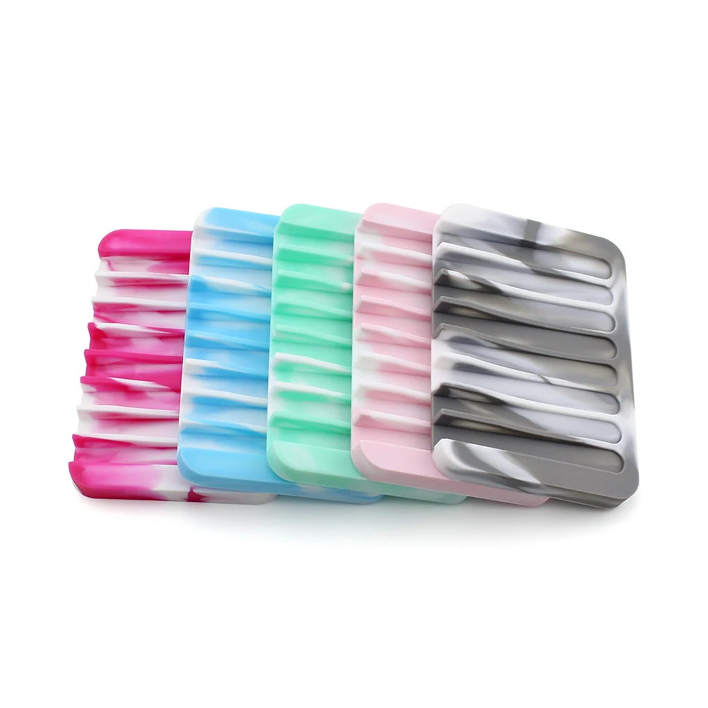 

Bathroom Silicon Kitchen Bathroom Flexible Soap Dish Plate Holder Tray Soapbox