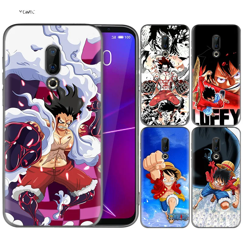 

Silicone Case for Meizu 16 16th M6T Black Dark Coque Shell Cell Phone Tpu Cover Dull Polish Luffy Gurth Snakeman One Piece