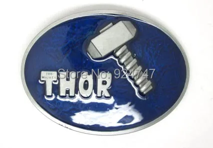 

Oval Thor and Hammer The Dark World Movie Marvel Comics Blue Finished Belt Buckle