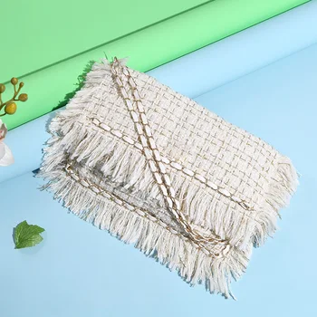 

New Famous Brand Designer Women's Chain Shoulder Crossbody Bags Fashion Lady Woolen Large Envelope Clutch Bags Tassel Handbag