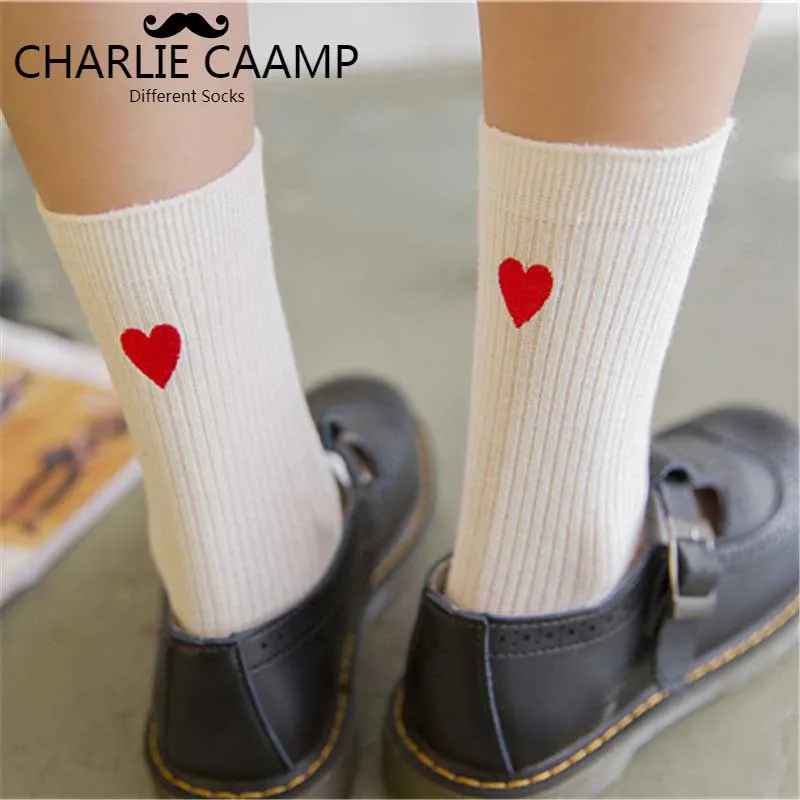 Чарли CAAMP все сезоны Новый Для женщин хлопок любовь вертикальная полоса Простые серии, Цвет свежие носки E131
