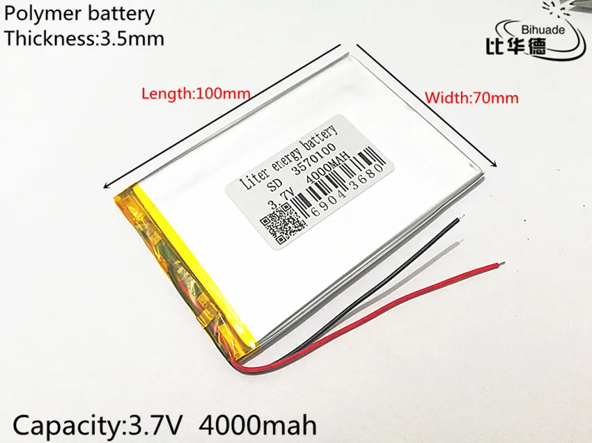 10 шт 3,7 V 4000 mAh 3570100 полимерная литий Li-Po Перезаряжаемые Батарея для DIY Mp3 MP4 MP5 gps Оборудование для psp E-Book